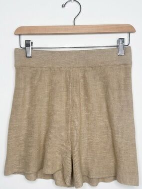 Free People Beach Tan Knit High-Rise Lounge Shorts